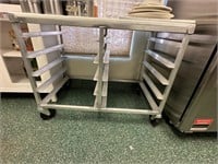 Half Bakers Rack w/ Cutting Board Top on Casters