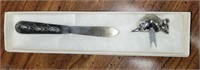SILVER TONE MOUSE BLOCK CHEESE DECOR, KNIFE &