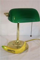 Brass Banker's Lamp W/Green Shade