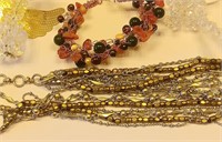 Clear Beaded Accessories, Silver Necklace, Etc