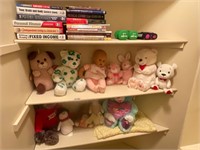Stuffed animals, babies, books, all