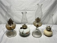 4 pcs. Antique Oil / Kerosene Lamps