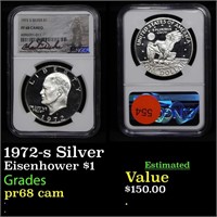 1972-s Silver Eisenhower $1 Graded pr68 cam