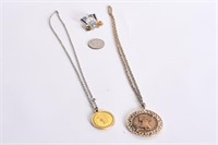 Coin Necklaces & Super Bowl Pin