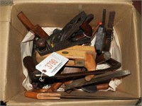 Box of antique wood working hand tools to include