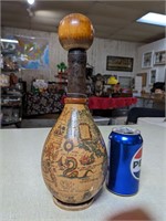 Antique Italian Wine Bottle w/New World Map