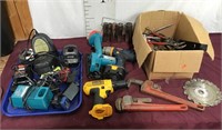 Assorted Tools, Chargers, Wrenches, Blades,