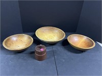 Three Wood Bowls & Butter Mold