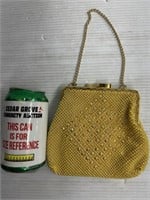 Vintage golden small purse with plastic beads