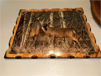 6 Point Mounted Buck Head and wooden picture of