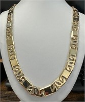 10 Kt Yellow Gold Fancy Link 10 MM Necklace