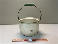 RUSTIC HANDLED ENAMELED BUCKET WITH SOME DINGS