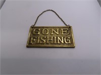 4"x2" Gone Fishing/Out To Lunch Brass Sign