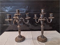 2 Antique Brass Candle Holders