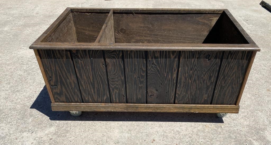 Wooden Double Box for Firewood / Planter on Wheels