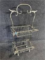 METAL ORNATE 2 TIER PLANT STAND