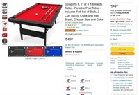 W5358  GoSports Pool Table 7 ft Red