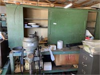 Steel Shelf on Rollers & Large Wooden Cabinet