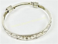 VINTAGE CHINESE SILVER EXTENDING BANGLE