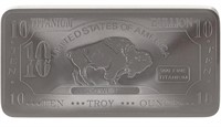 Ten Troy Ounce "Buffalo" .999 Fine Titanium Bull