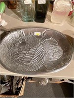 Pewter Rooster and Duck Tray