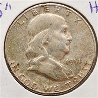 1951-S Silver Franklin Half Dollar UNC