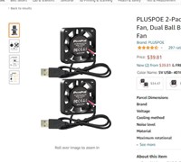 PLUSPOE 2-Pack 40mm x10mm DC 5V USB Brushless Cool