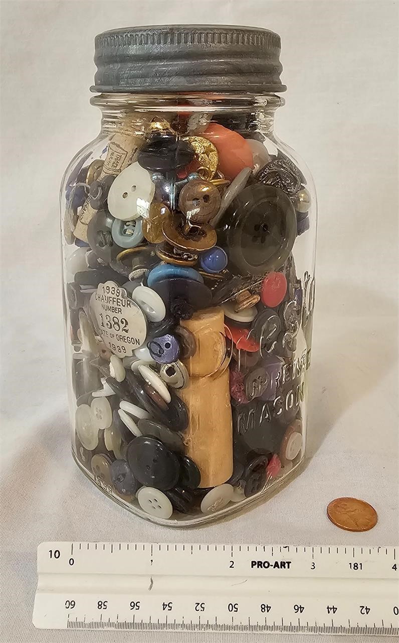 Jar of antique & vintage buttons