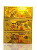 Tom & Jerry Gold Foil 0.9999% Pure Gold Banknotes