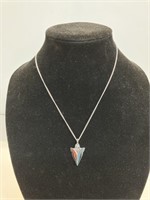 18" necklace w/turquoise inlay arrowhead .925