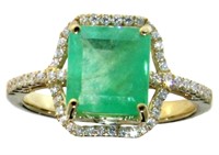 14kt Gold 2.38 ct GIA Emerald & Diamond Ring