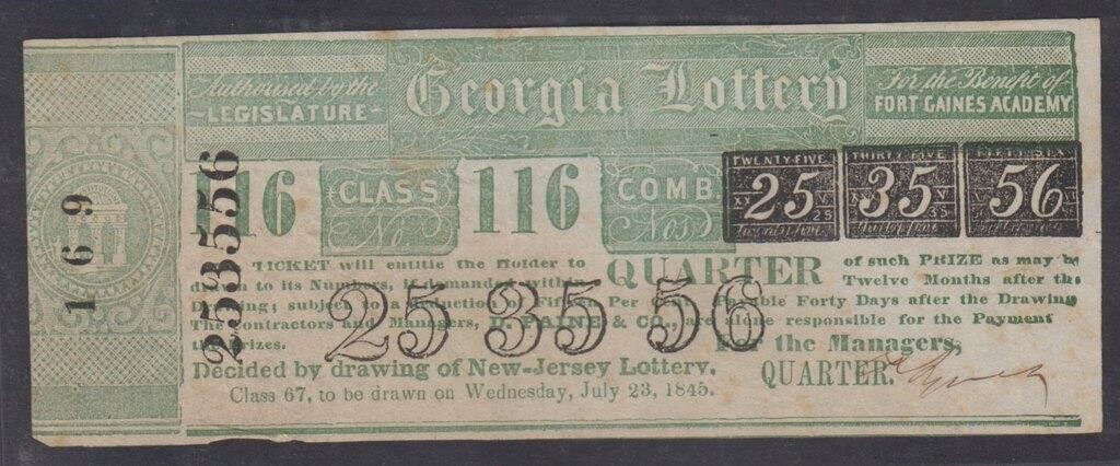 1845 Georgia Lottery ticket Green issue, Circulate