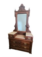 Antique Marble Top Dresser with Mirror