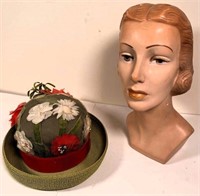 plaster bust- 1950s lady - VG condition