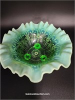 Northwood Opal Glass Dish Pearl Flowers