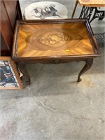 Antique Inlaid Glass Top Table