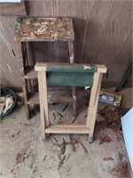 Wood 2 step stool and seat