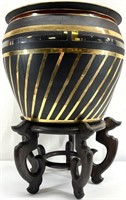XL Chinese Jardiniere on Wood Stand