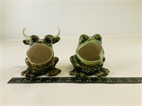 2pcs frog and bull frog soap and sponge holder