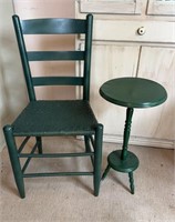 ANTIQUE CHAIR & LAMP TABLE