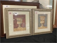 Pair Urn Vase Framed Pictures