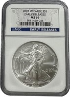 2007-W 1oz Burnished Silver Eagle NGC MS69