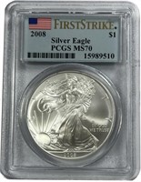 2008 1oz American Silver Eagle PCGS MS70