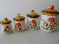 Merry Mushroom Canister Set, Chip on One Lid