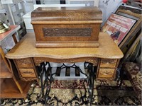 Antique Sewing Cabinet & Box NO MACHINE