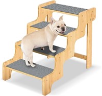 Dog Stairs for High Bed and Couch, Bamboo