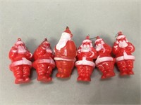 Vintage Red Plastic Santa Ornaments