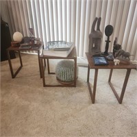 Set of Three Matching End Tables and Decor