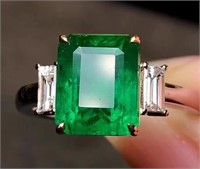 3.67ct Zambian Emerald Ring,18k gold