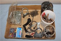 Assorted clamps, rivets, allen keys, electrical